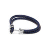 Double Navy Blue Leather Anchor Bracelet
