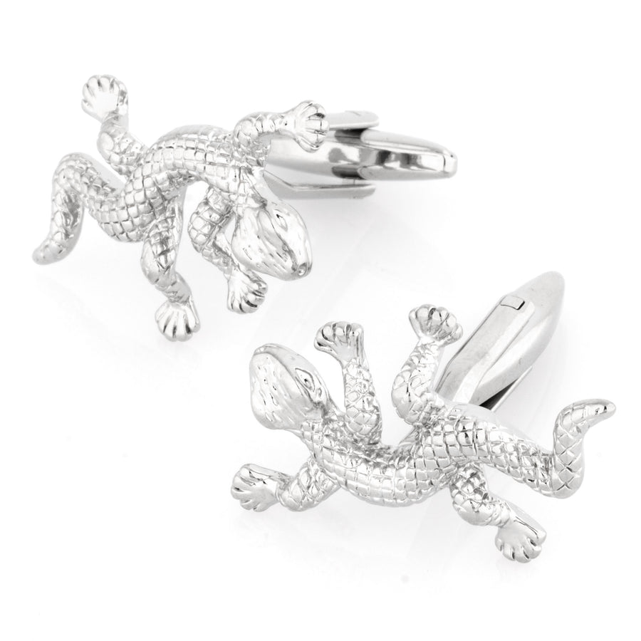Silver Gecko Lizard Cufflinks