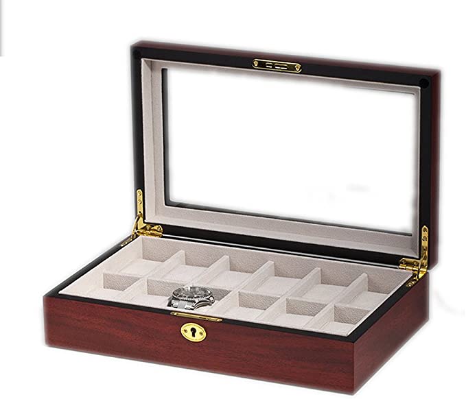 Cherry Wooden Watch Box, 12 Watch Box, Cuffed Watch Box, Clinks Australia Watch Box, Cherry Watch Boxes on Cuffed, Australia Watch Box, Watch Storage Box, Watch Display Box, 12 Slots Watch Box, Watch Boxes for 12, Cherry Watch Box, Wooden Watch Box, Cherry, Watch Boxes, CB5002, Clinks Australia
