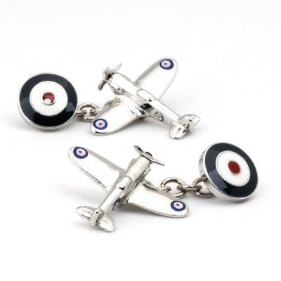 Spitfire Plane Cufflinks with Chain and Roundel