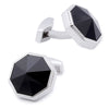 Faceted Black Onyx in Silver Cufflinks
