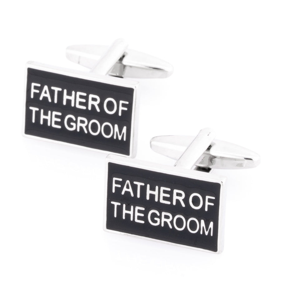 Father of the Groom Black and Silver Wedding Cufflinks