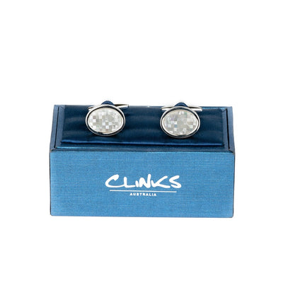 Crystal Mother of Pearl Mosaic Cufflinks