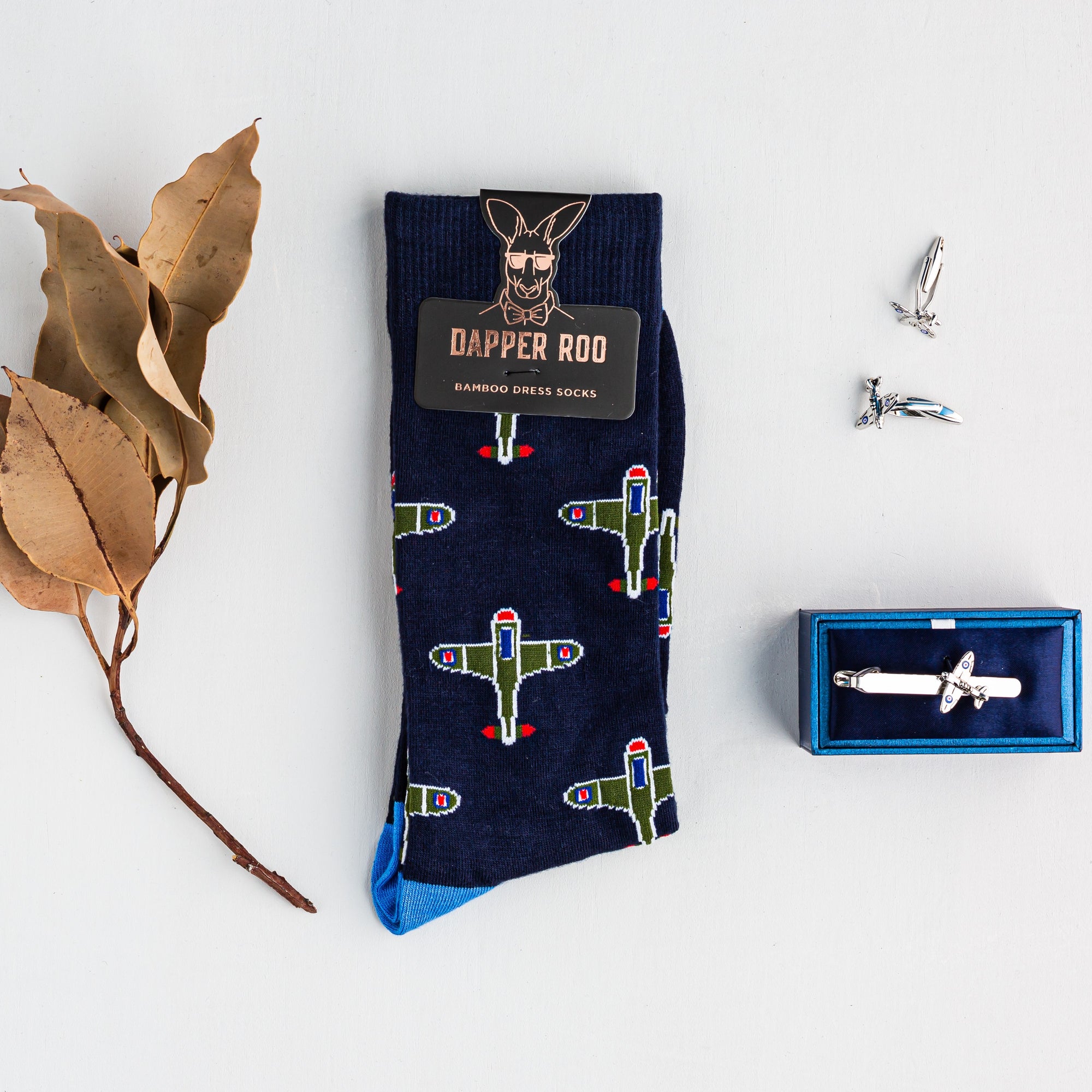 Spitfire Gift Set, Socks Gift Set, Gift Sets, Socks, Cufflinks, Tie Bars, Location: SK2023+CL6830+TC3570, GS1004, Clinks Australia