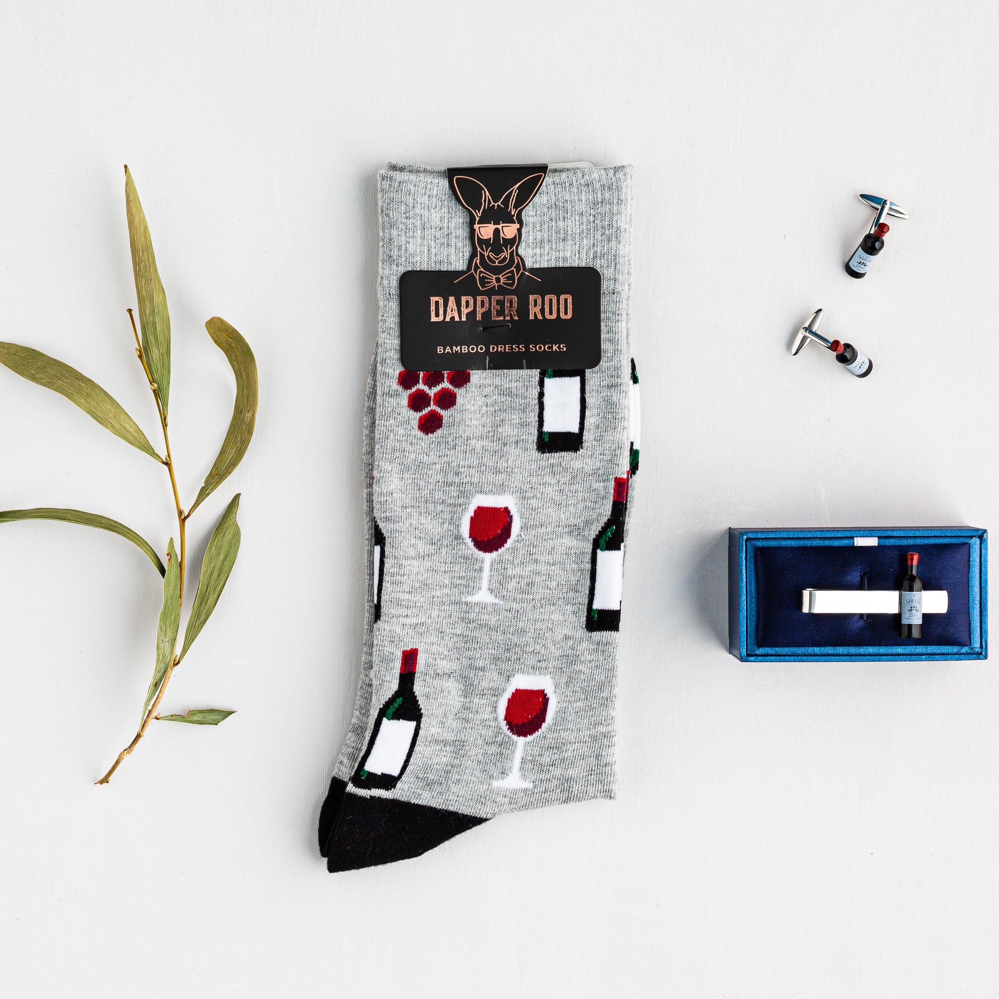 Red Wine Gift Set, Socks Gift Sets, Socks, Cufflinks, Tie Bars, Location: SK2036+CL6053+TC3529, GS1007, Clinks Australia