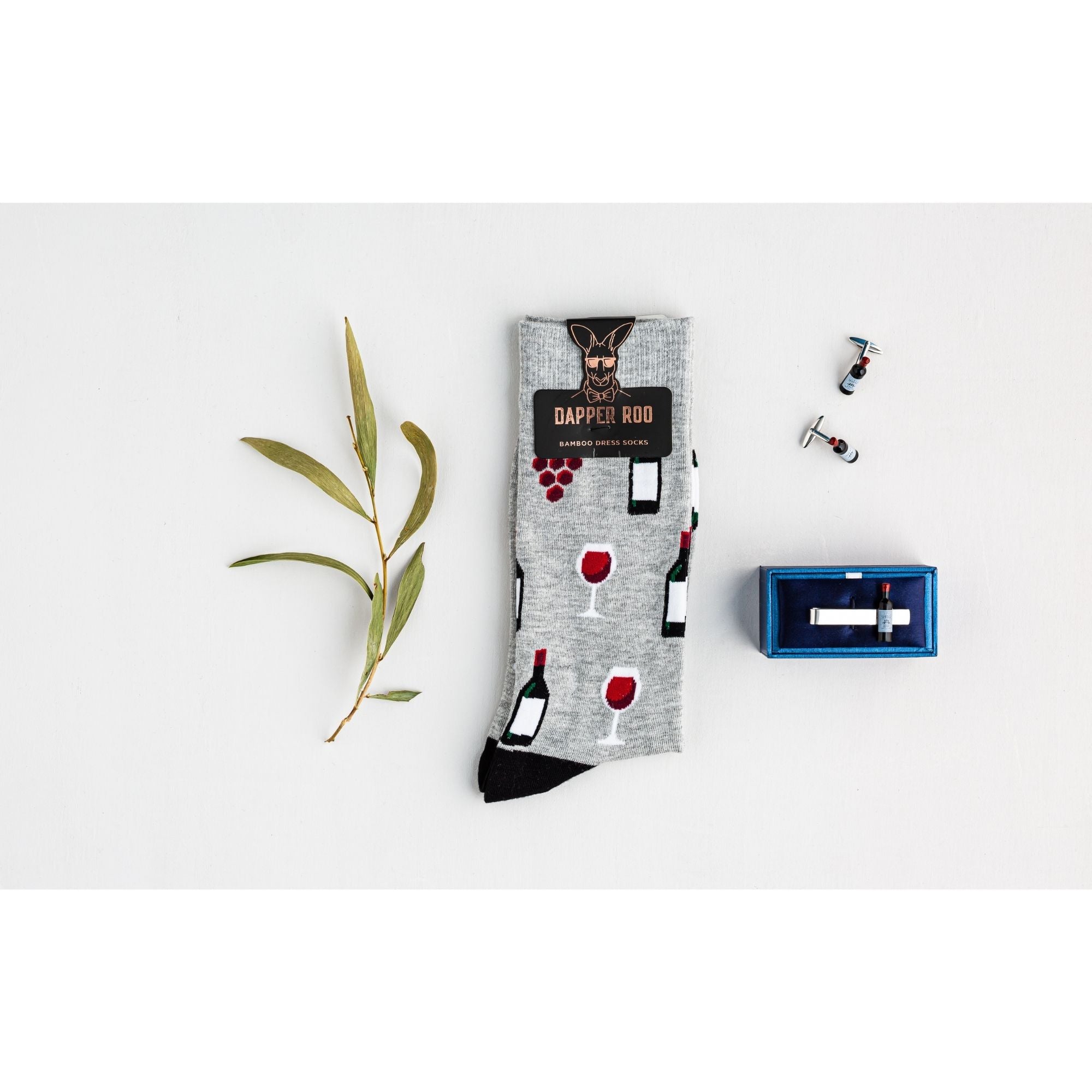 Red Wine Gift Set, Socks Gift Sets, Socks, Cufflinks, Tie Bars, Location: SK2036+CL6053+TC3529, GS1007, Clinks Australia