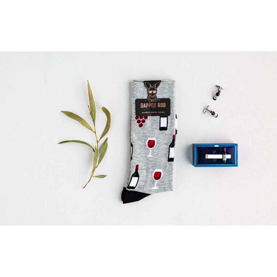 Red Wine Gift Set, Socks Gift Sets, Socks, Cufflinks, Tie Bars, Location: SK2036+CL6053+TC3529, GS1007, Clinks Australia