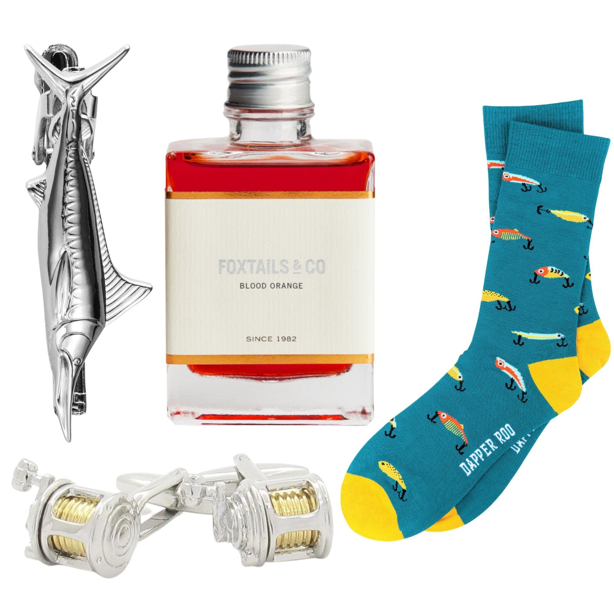 Fishing Cocktail Gift Set, Fishing Gift Set, Socks Gift Set, Gift Sets, Socks, Cufflinks, Tie Bars, Location: SK2030+CL4070+TC4030, GS2002, Clinks Australia