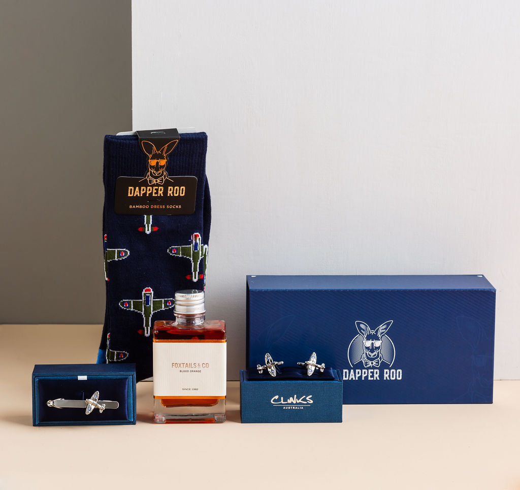 Spitfire Cocktail Gift Set, Spitfire Gift Sets, Socks Gift Sets, Socks, Cufflinks, Tie Bars, Location: SK2023+CL6830+TC3570, GS2004, Clinks Australia
