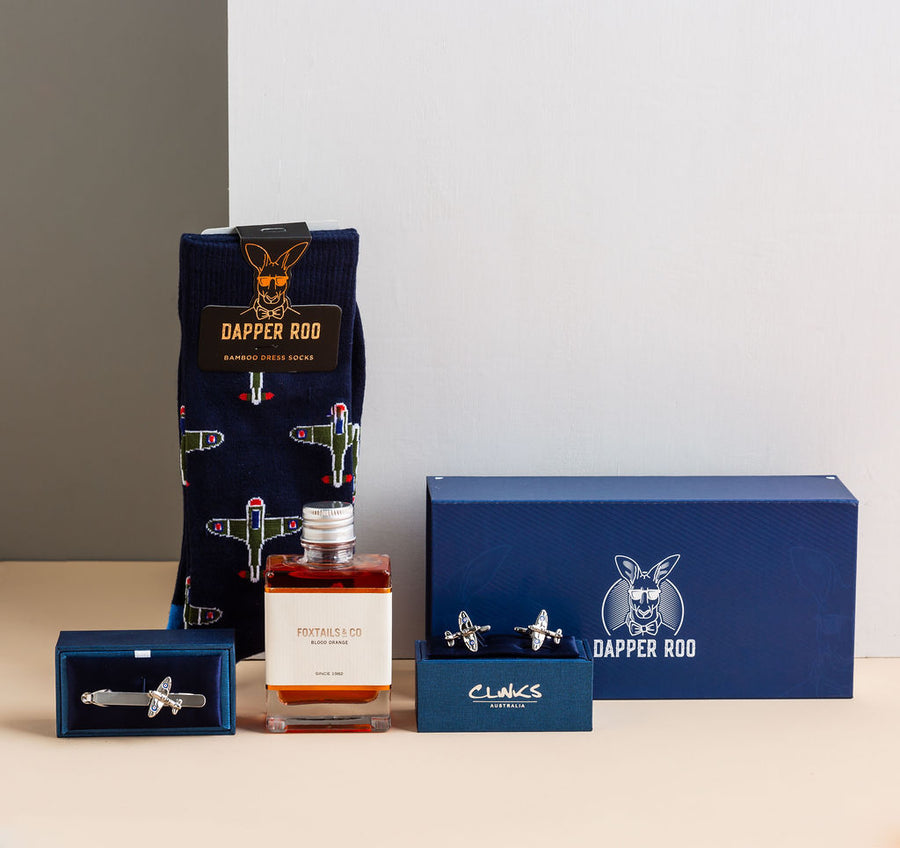 Spitfire Cocktail Gift Set, Spitfire Gift Sets, Socks Gift Sets, Socks, Cufflinks, Tie Bars, Location: SK2023+CL6830+TC3570, GS2004, Clinks Australia