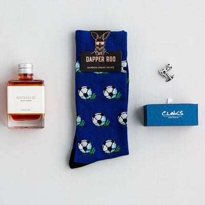 Soccer Cocktail Gift Set, Soccer Gift Set, Socks Gift Sets, Socks, Cufflinks, Location: SK2032+CL4282, GS3001, Clinks Australia