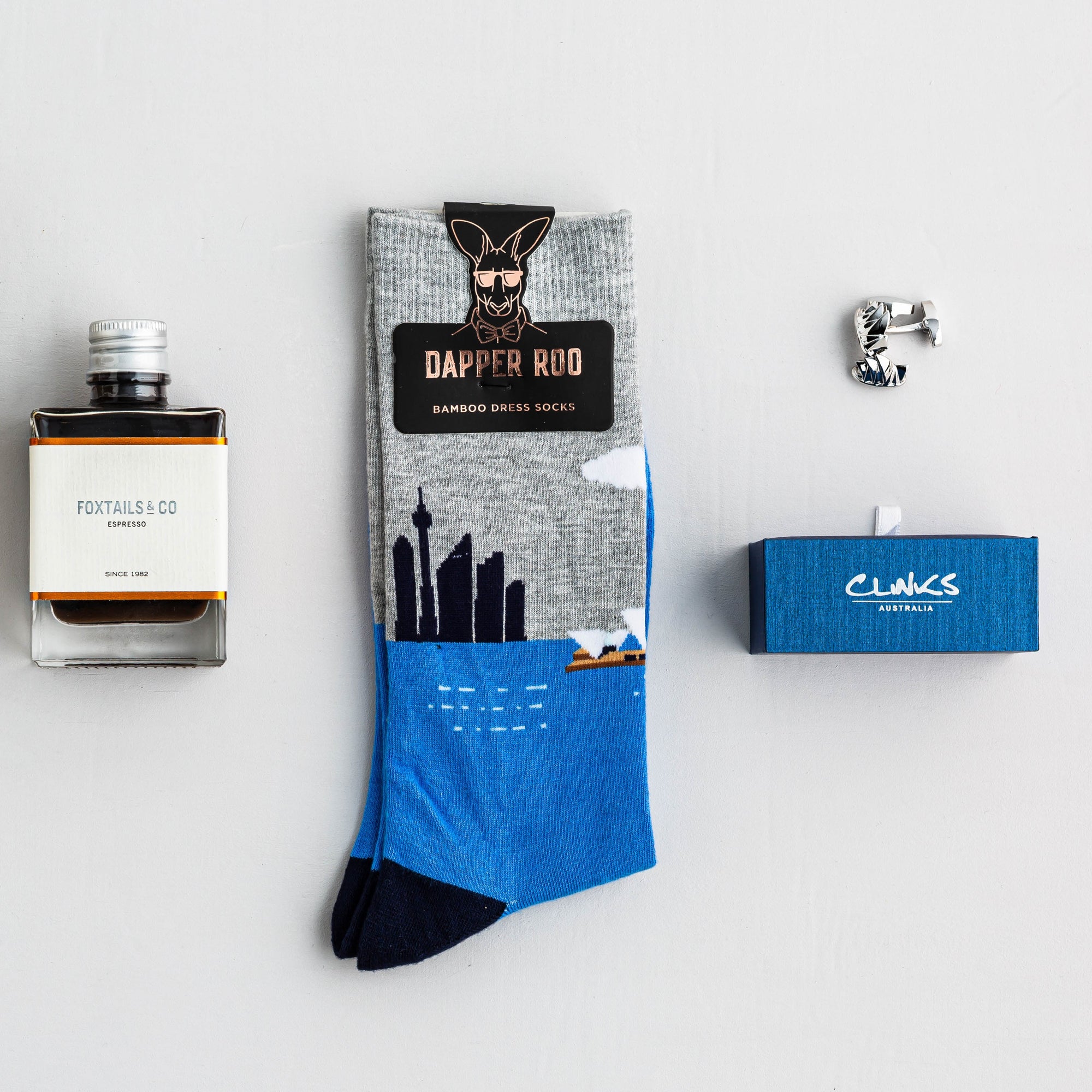 Sydney Cocktail Gift Set, Sydney Gift Sets, Socks Gift Sets, Gift Sets, Socks, Cufflinks, Location: SK2016+CL8530, GS3005, Clinks Australia