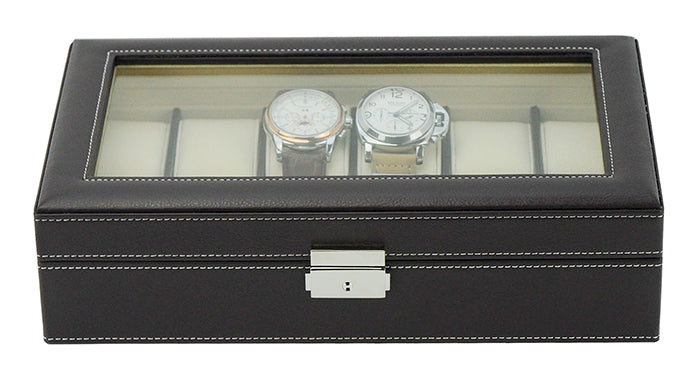 Dark Brown Leather Watch Box for 12 Watches, Watch Boxes, Watch Box, Storage Boxes, Dark Brown, Leather, Watch Box for 12 Watches, CB5079, Clinks Australia