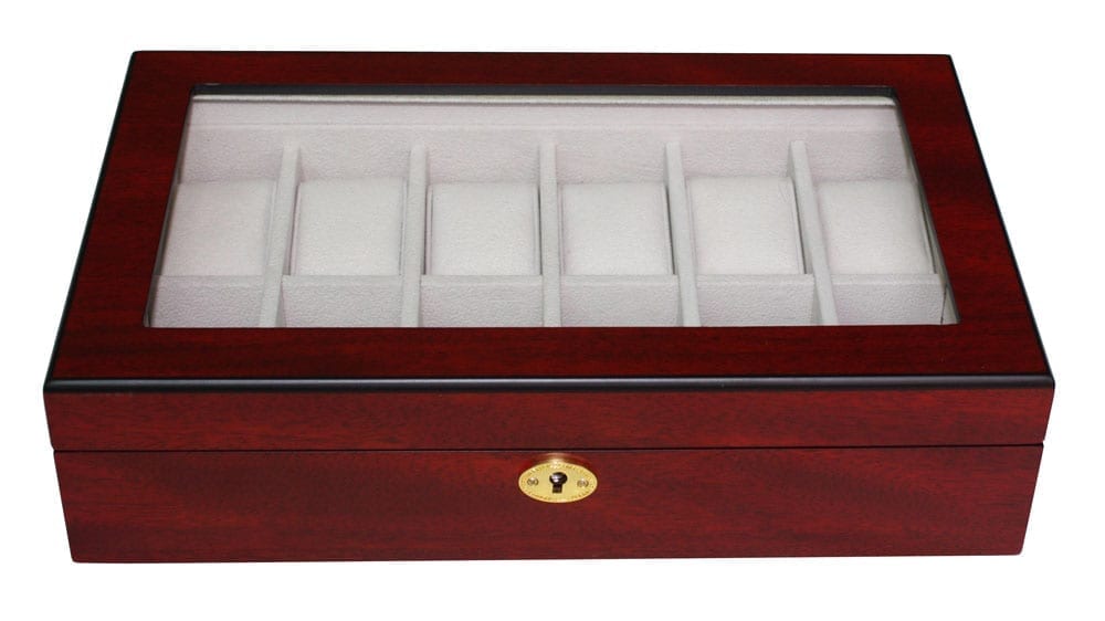 Cherry Wooden Watch Box, 12 Watch Box, Cuffed Watch Box, Clinks Australia Watch Box, Cherry Watch Boxes on Cuffed, Australia Watch Box, Watch Storage Box, Watch Display Box, 12 Slots Watch Box, Watch Boxes for 12, Cherry Watch Box, Wooden Watch Box, Cherry, Watch Boxes, CB5002, Clinks Australia