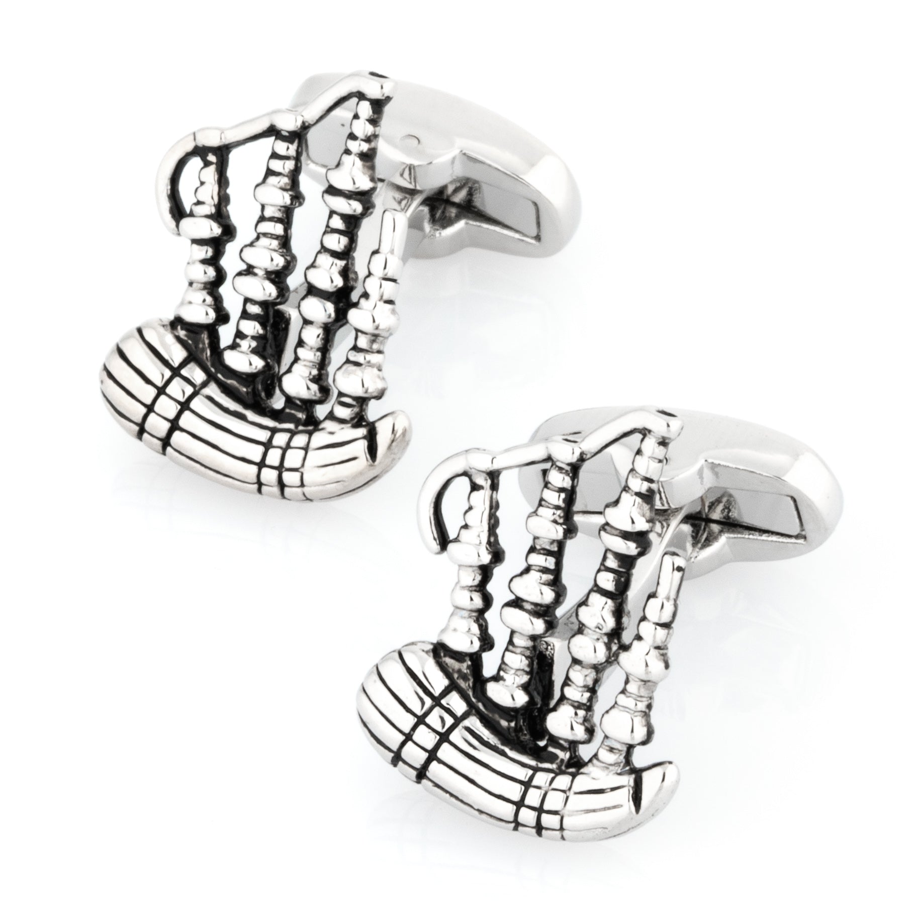 Scottish Bagpipes Cufflinks Silver