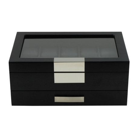 Black Wooden Watch Box, 10 Watch Box, Cuffed Watch Box, Clinks Australia Watch Box, Black Watch Boxes on Cuffed, Australia Watch Box, Watch Storage Box, Watch Display Box, 10 Slots Watch Boxes, Watch Boxes for 10, Wooden Watch Box, Black, Wooden, Watch Boxes with Drawer, Storage Boxes, CB5007, Clinks Australia