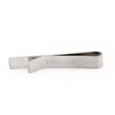 Brushed Silver "Love You, Dad" Tie Clip