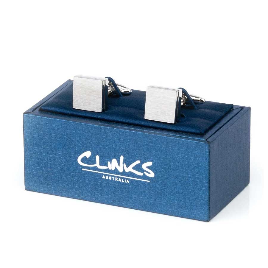 Brushed Square Silver Cufflinks
