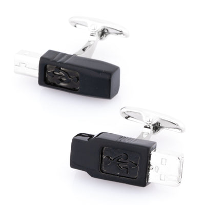 Black USB Cable Cufflinks