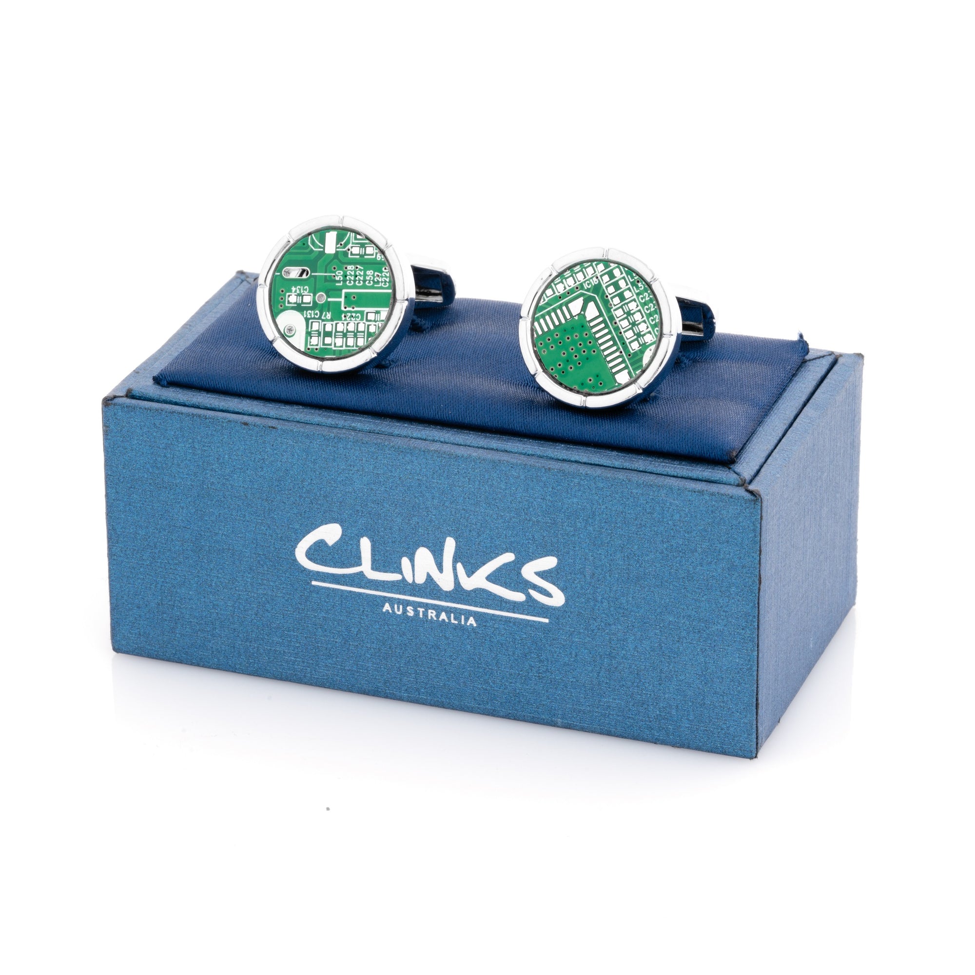 Upcycled Round Circuit Board Cufflinks