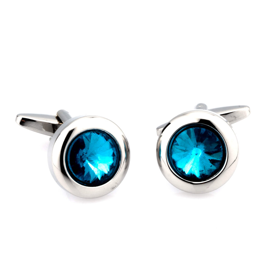Aqua Crystal Round Cufflinks, Classic Cufflinks, Modern Cufflinks, Aqua Cufflinks, Crystal Cufflinks, Round Cufflinks, CL2321, Cufflinks, Clinks, Clinks Australia, Cuffed