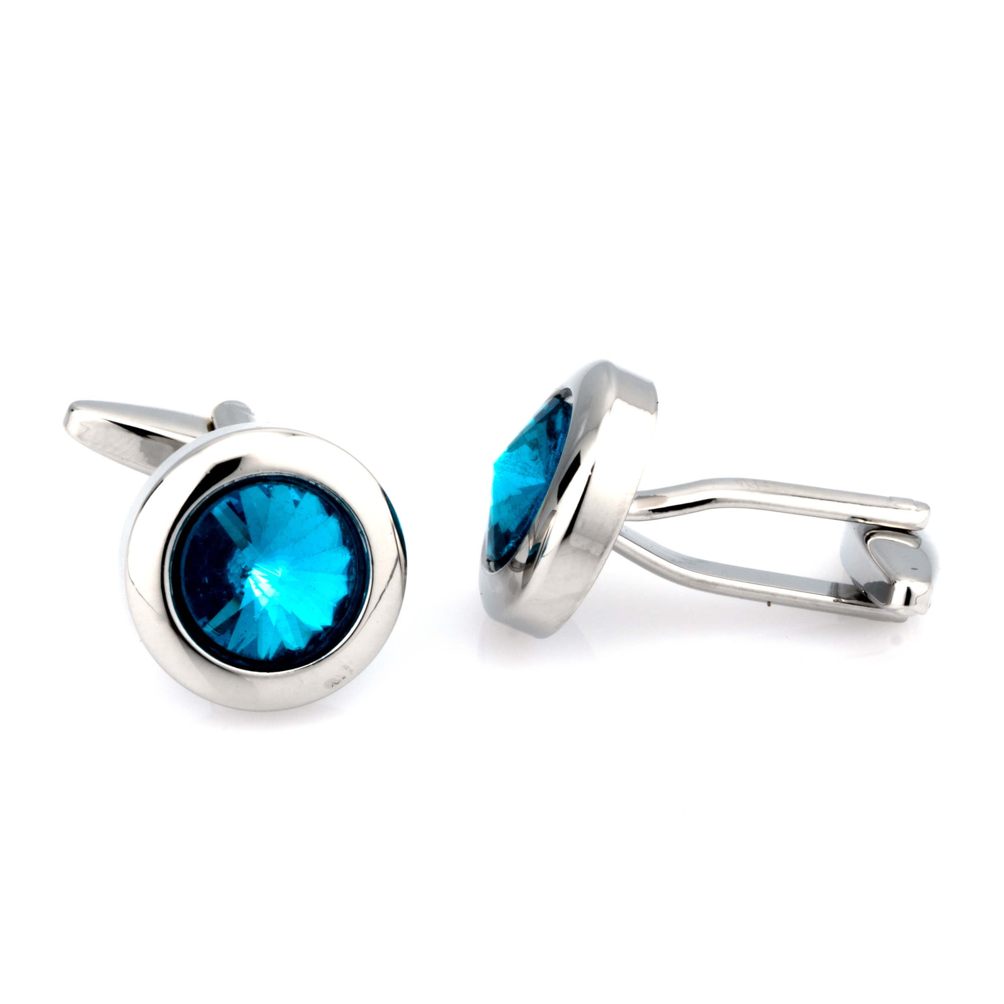 Aqua Crystal Round Cufflinks, Classic Cufflinks, Modern Cufflinks, Aqua Cufflinks, Crystal Cufflinks, Round Cufflinks, CL2321, Cufflinks, Clinks, Clinks Australia, Cuffed