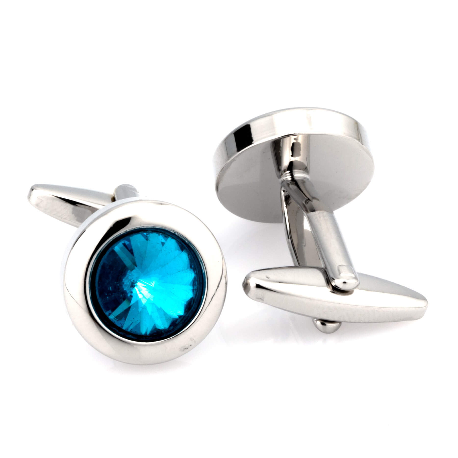 Aqua Crystal Round Cufflinks, Classic Cufflinks, Modern Cufflinks, Aqua Cufflinks, Crystal Cufflinks, Round Cufflinks, CL2321, Cufflinks, Clinks, Clinks Australia, Cuffed