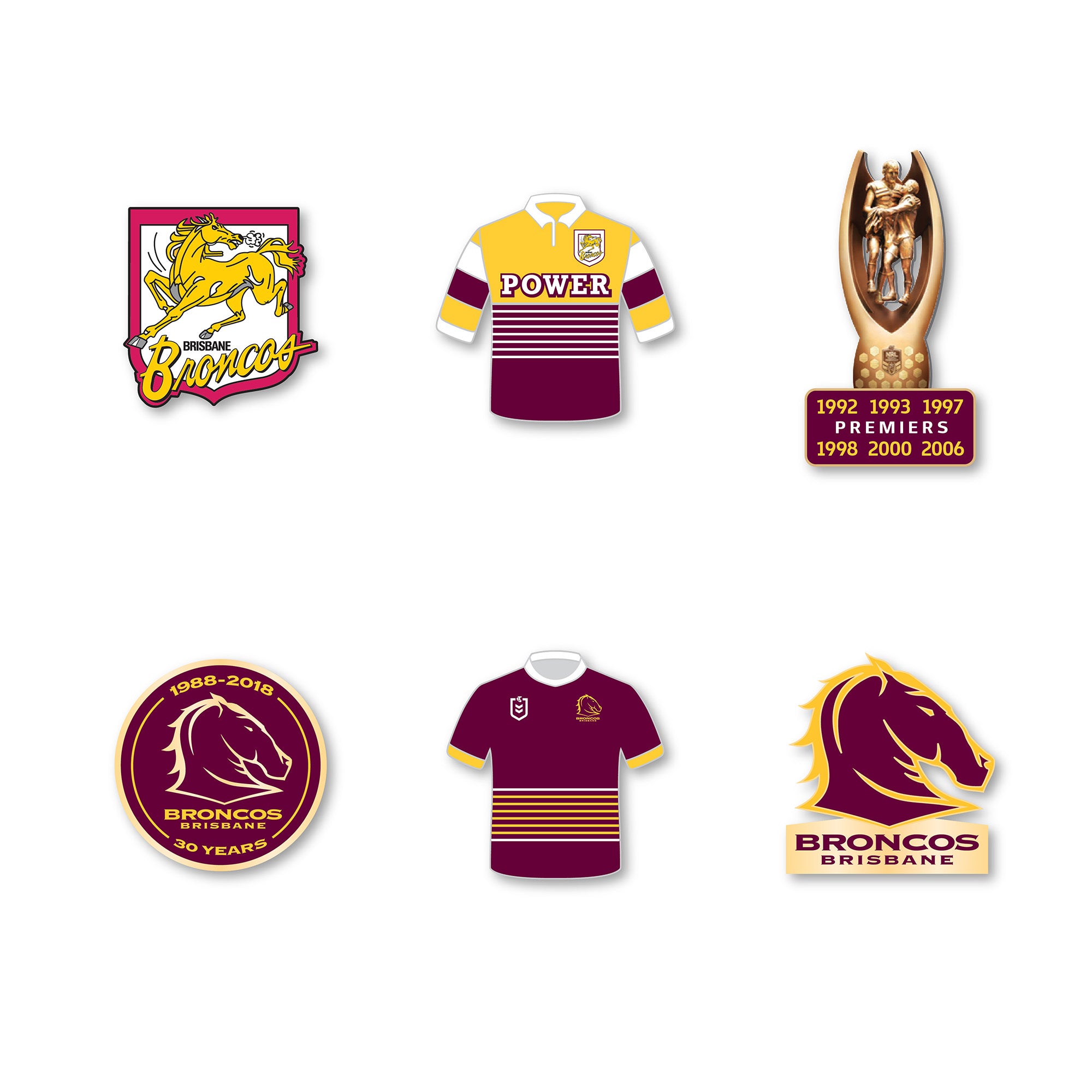 Brisbane Broncos Logo NRL Pin Set Clinks Australia
