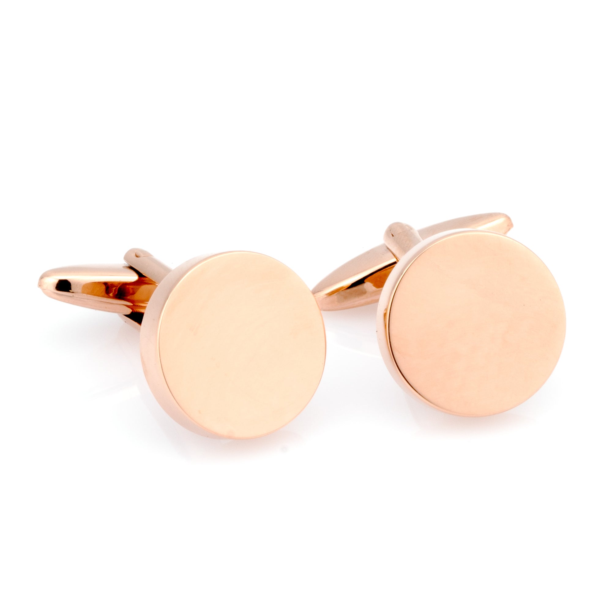 Engravable Round Cufflinks Rose Gold