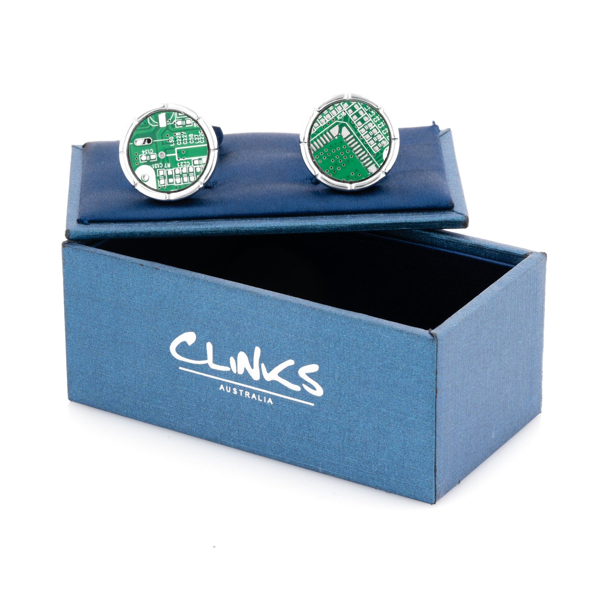 Upcycled Round Circuit Board Cufflinks