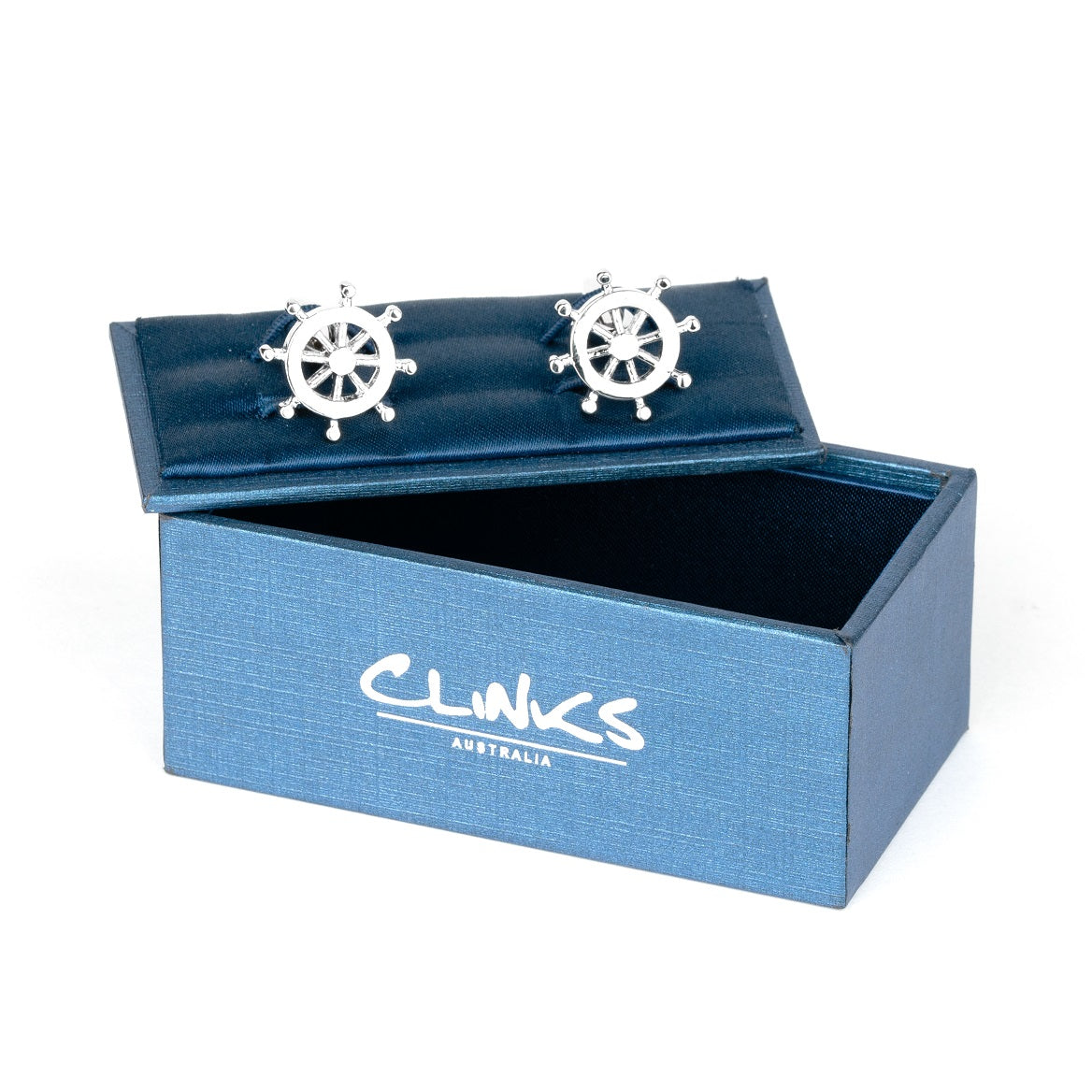 Silver Helm Ships Wheel Cufflinks