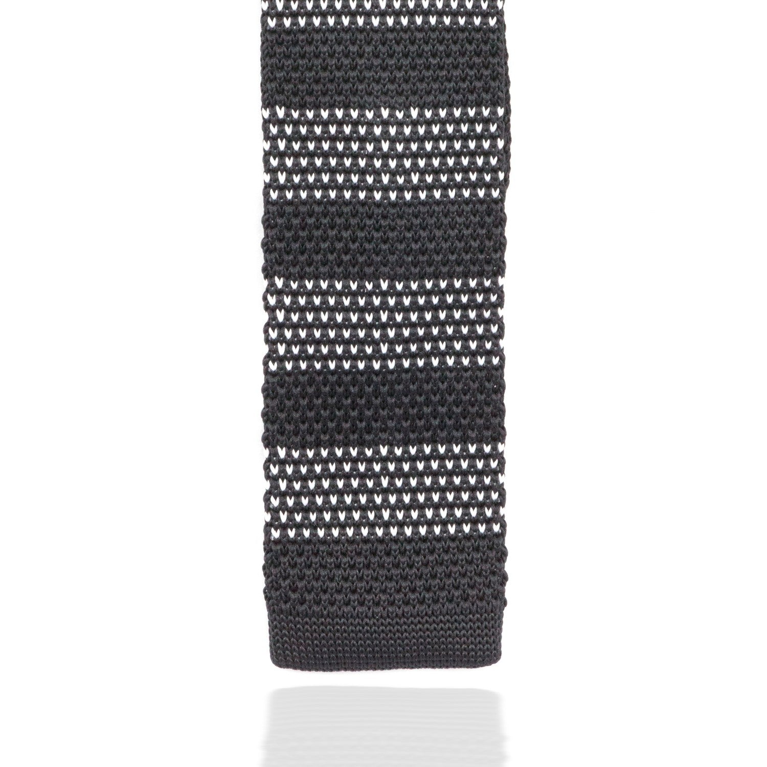 Black and White Stripe Knitted Tie