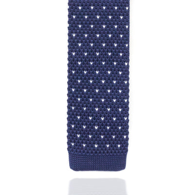 Blue and White Dot Knitted Tie