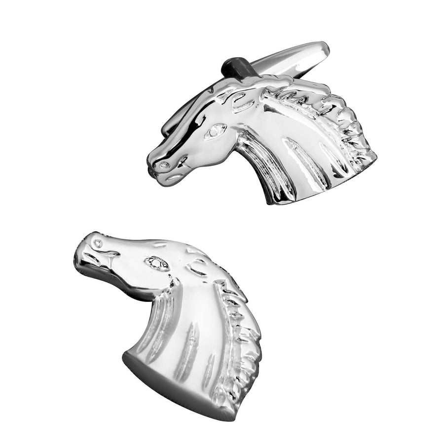 Shiny Silver Horse Head Cufflinks