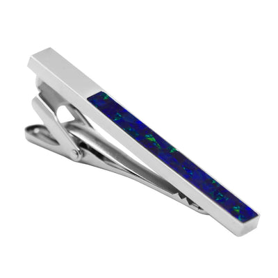 Silver Australian Sky Opal Tie Clip