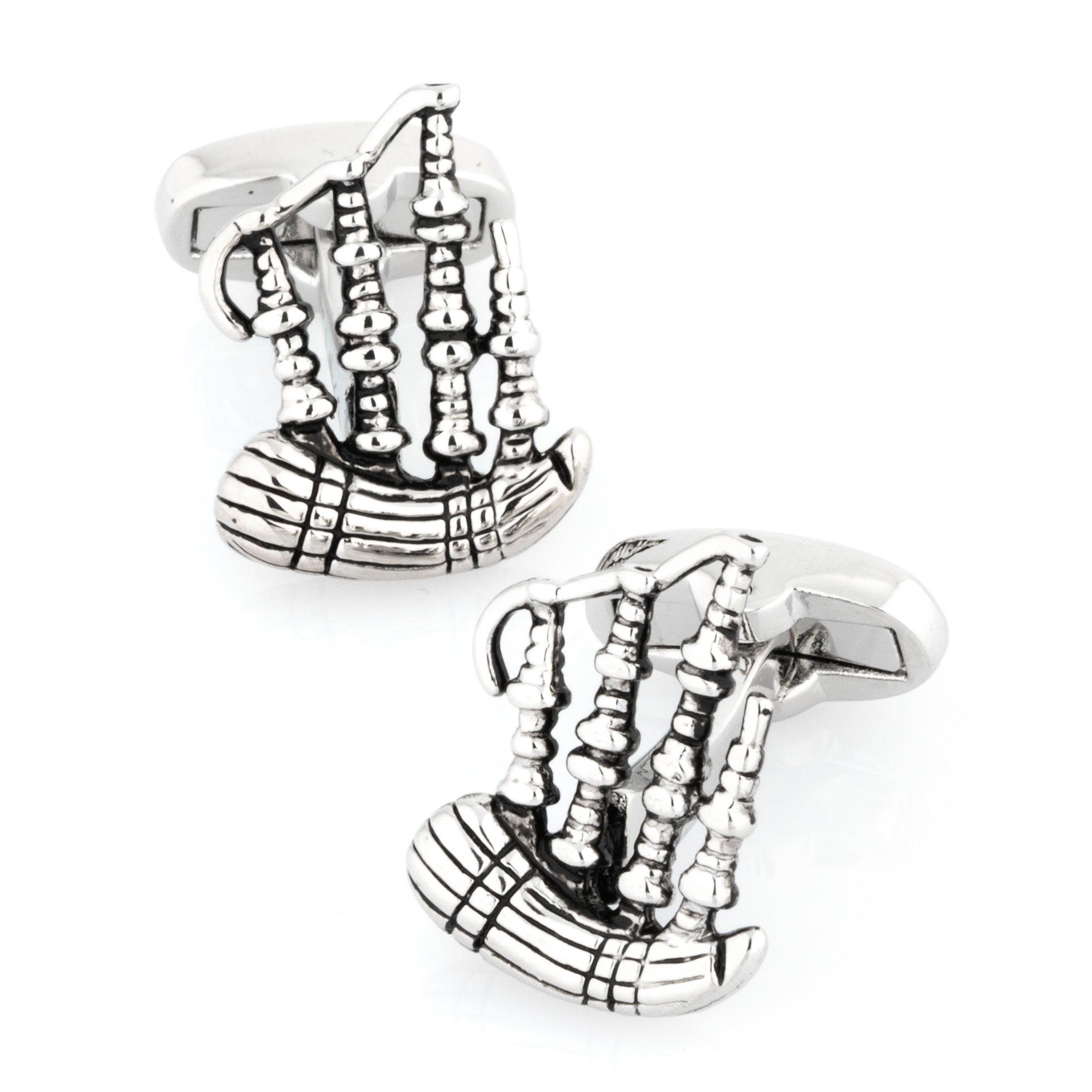 Scottish Bagpipes Cufflinks Silver