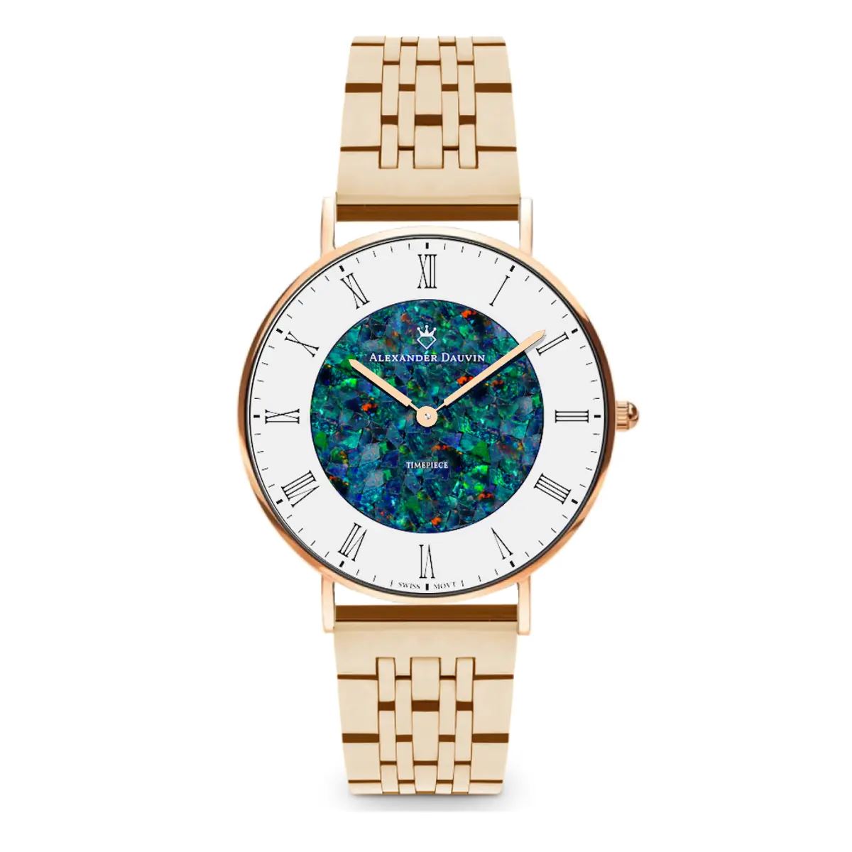 Romano Ridge Red Swiss Rose Gold Opal Watch 36MM with Rose Gold Jubilee Strap