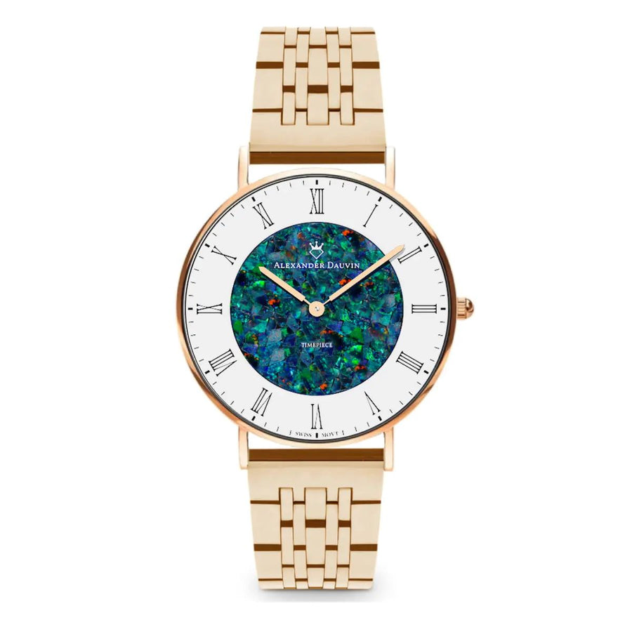 Romano Ridge Red Swiss Rose Gold Opal Watch 36MM with Rose Gold Jubilee Strap