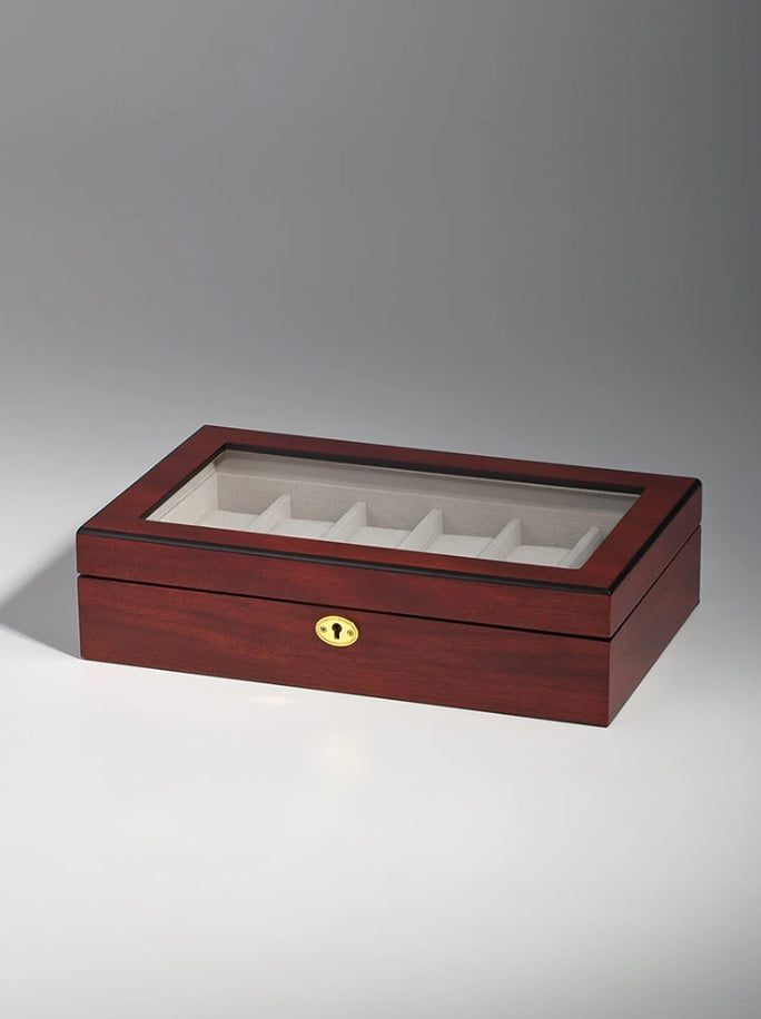 Cherry Wooden Watch Box, 12 Watch Box, Cuffed Watch Box, Clinks Australia Watch Box, Cherry Watch Boxes on Cuffed, Australia Watch Box, Watch Storage Box, Watch Display Box, 12 Slots Watch Box, Watch Boxes for 12, Cherry Watch Box, Wooden Watch Box, Cherry, Watch Boxes, CB5002, Clinks Australia
