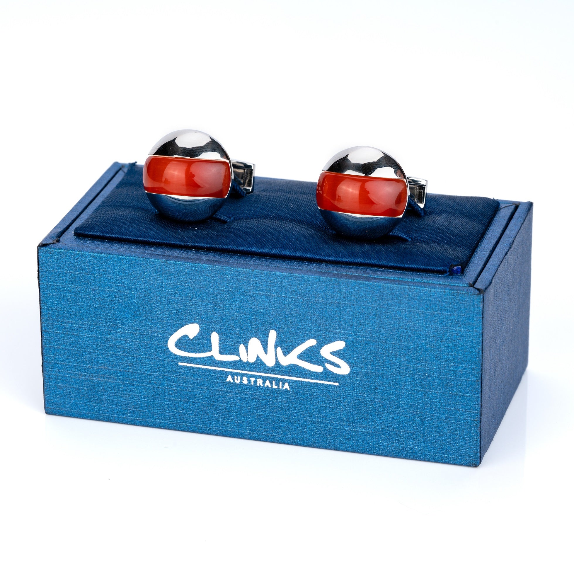 Elliptical Red Cat Eye Cufflinks
