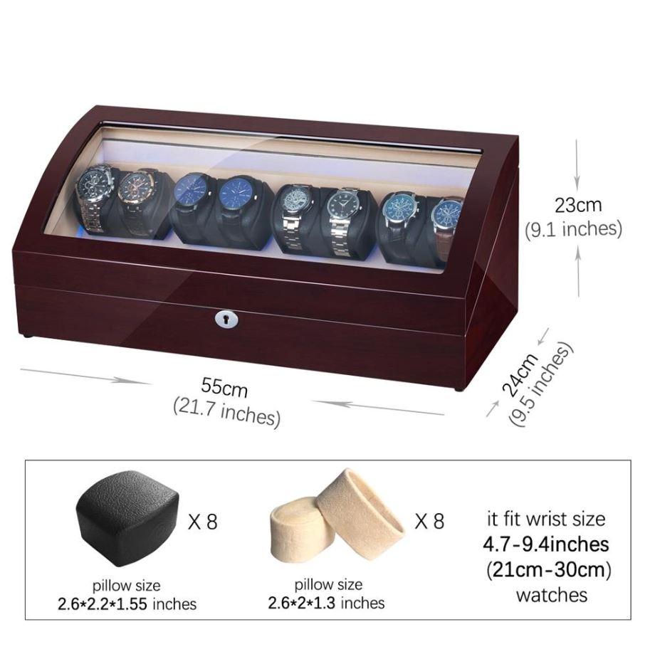 Mahogany Watch Winder Box, 8 + 8 Watch Winder Box, Cuffed Watch Watch Winder, Clinks Australia Watch Winder Box, Mahogany Watch Winder Box on Cuffed, Australia Watch Winder Box, Watch Winder Storage Box, Watch Winder Display Box, Watch Winder Box for 8 + 8, Watch Winder Box, Mahogany, CW0802, Clinks Australia