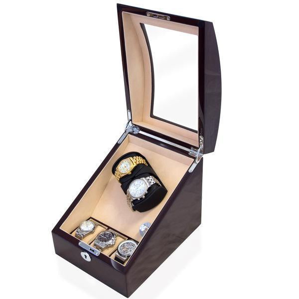 Mahogany Watch Winder Box, 2 + 3 Watch Winder Box, Cuffed Watch Watch Winder, Clinks Australia Watch Winder Box, Mahogany Watch Winder Box on Cuffed, Australia Watch Winder Box, Watch Winder Storage Box, Watch Winder Display Box, Watch Winder Box for 2 + 3, Watch Winder Box, Mahogany, CW0205, Clinks Australia