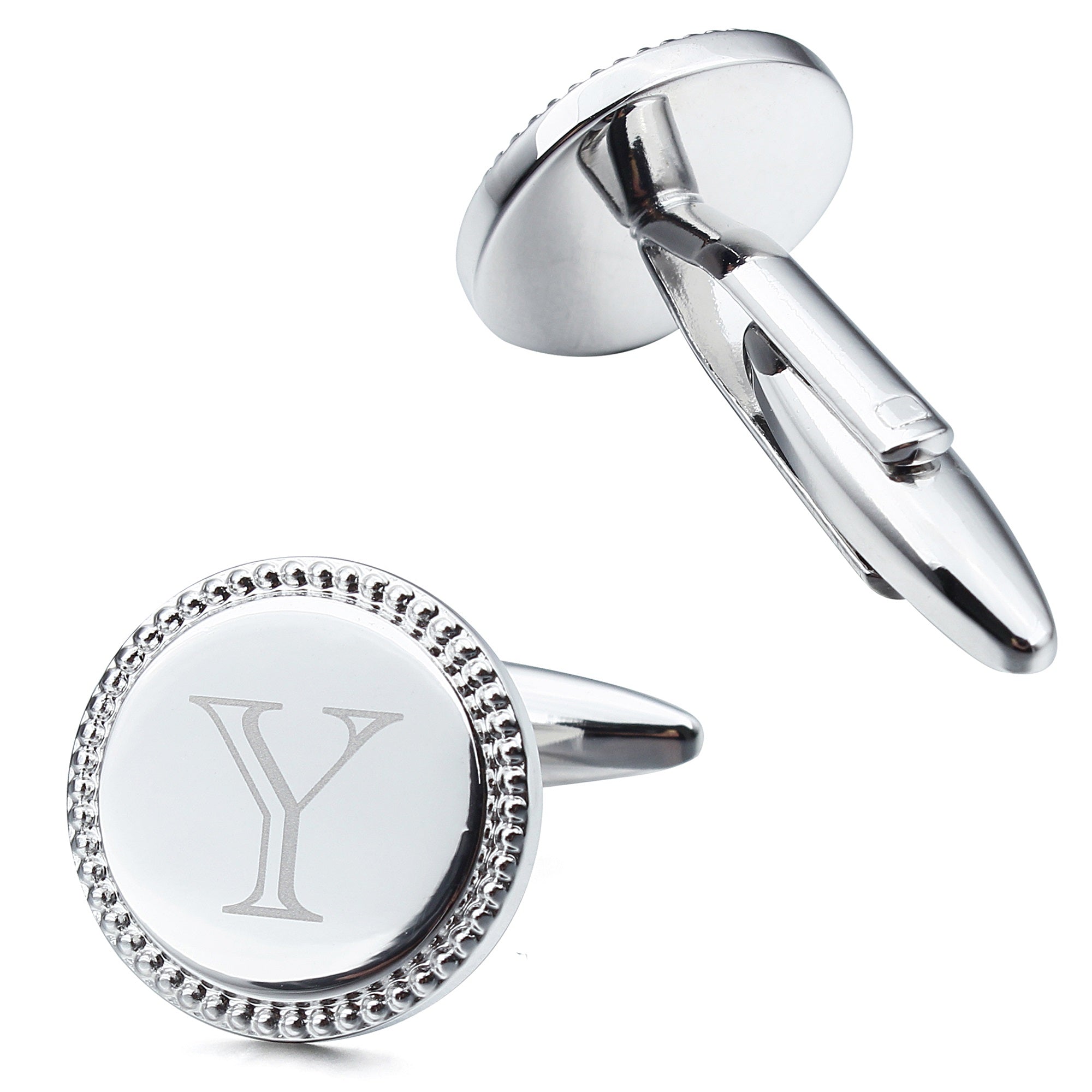 Letter Y Initial Cufflinks -Round