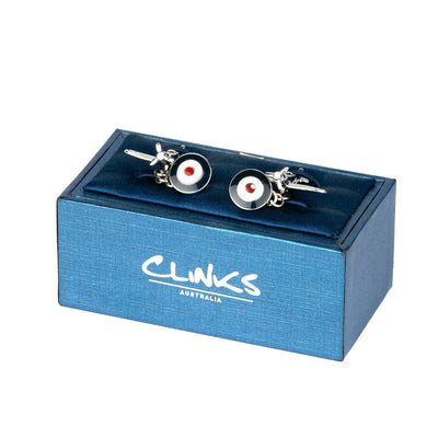 Spitfire Plane Cufflinks with Chain and Roundel