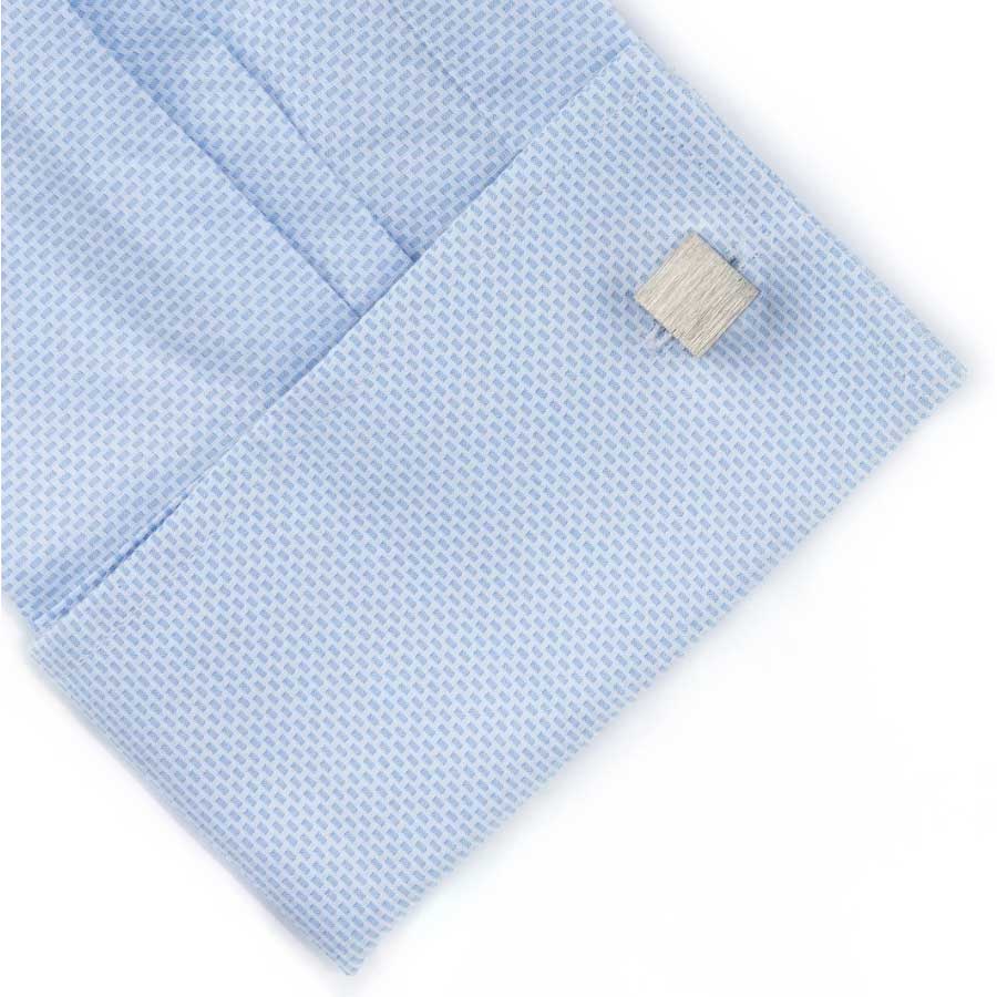 Brushed Square Silver Cufflinks