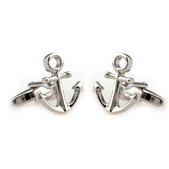 Shiny Silver Ship Anchor Cufflinks Novelty Cufflinks Clinks Australia Shiny Silver Anchor Cufflinks 