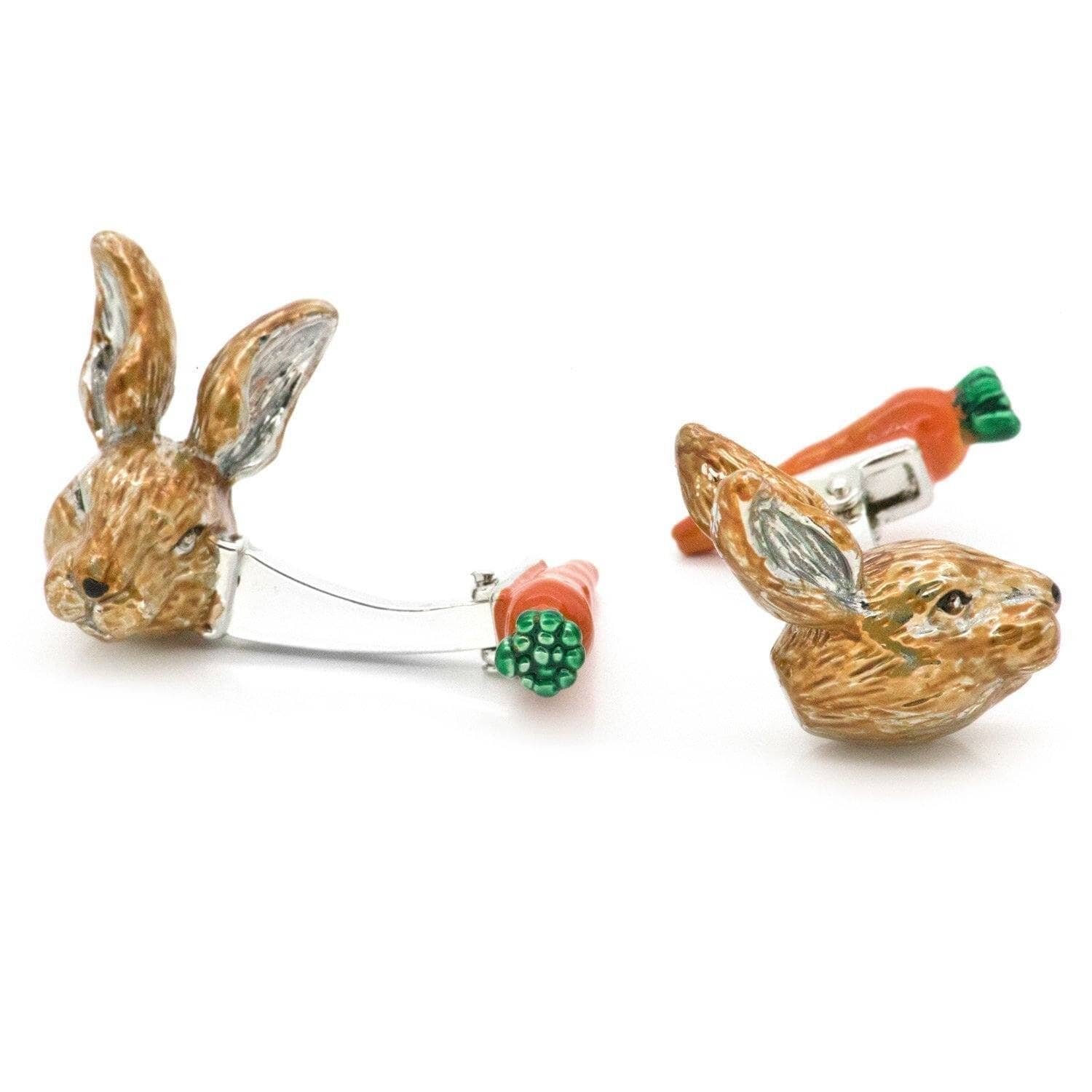 Colour Bunny Rabbit Head and Carrot Back Cufflinks Novelty Cufflinks Clinks Australia 