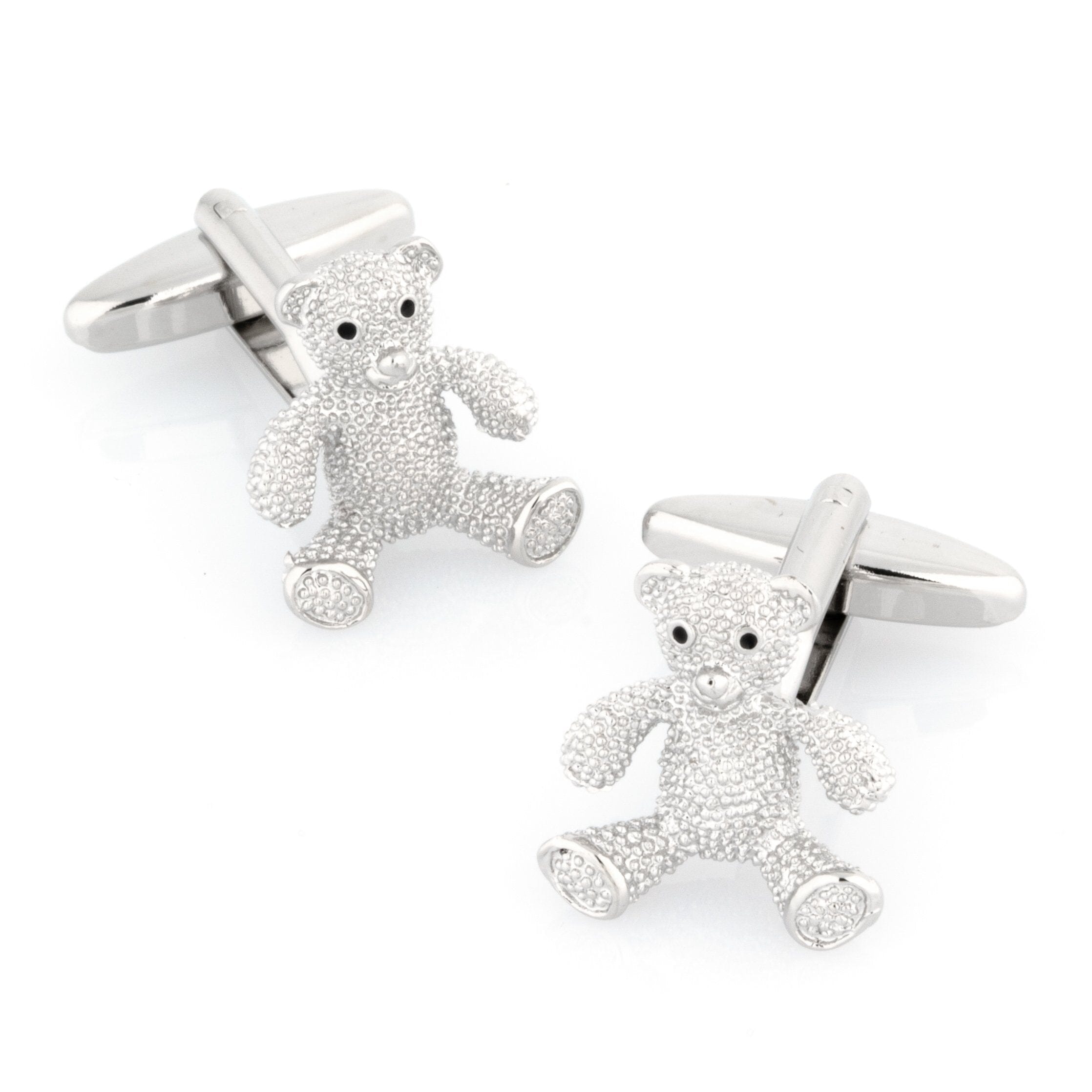 Silver Textured Teddy Bear Cufflinks Novelty Cufflinks Clinks Australia 