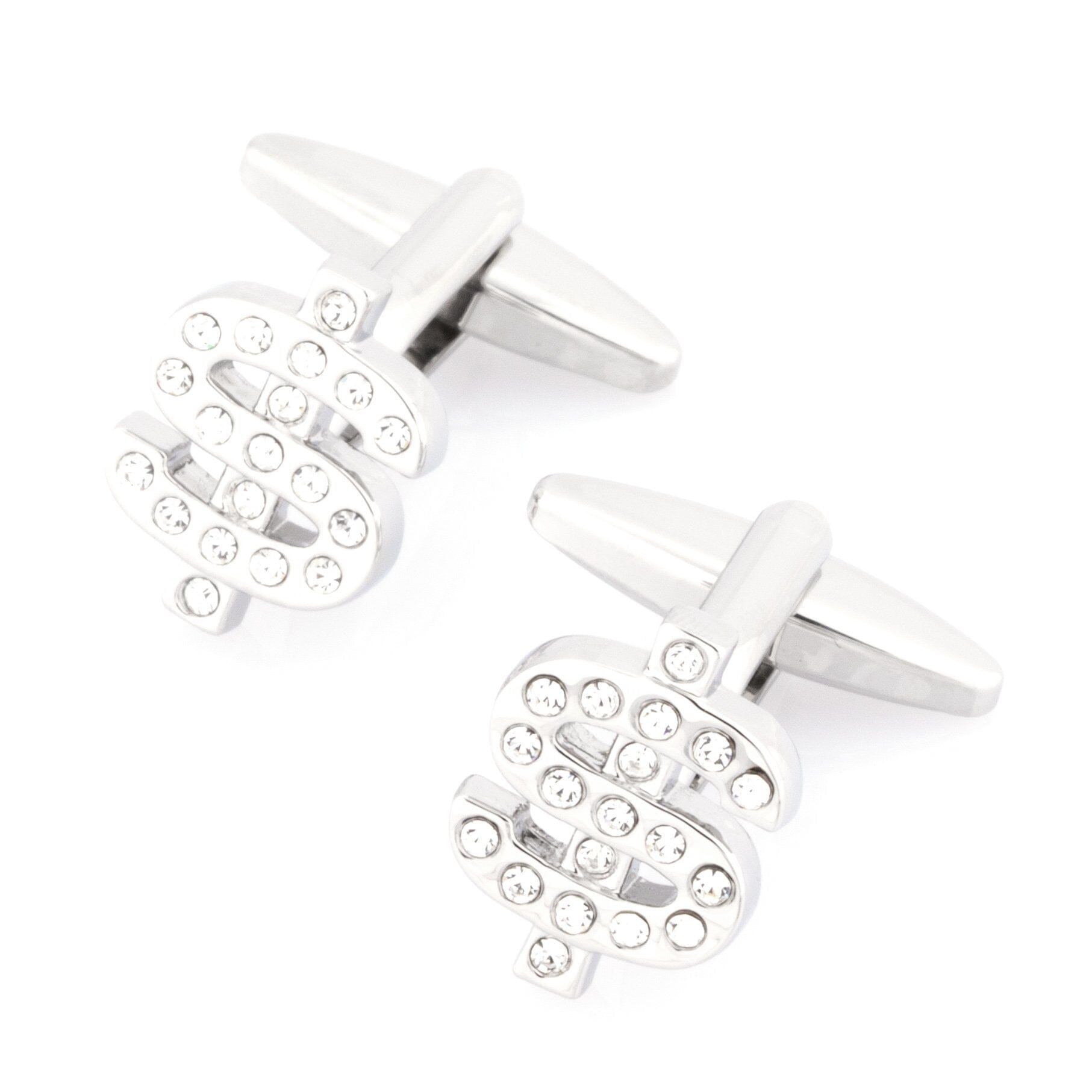 Silver Crystal $ Dollar Sign Cufflinks Novelty Cufflinks Clinks Australia Silver Crystal $ Dollar Sign Cufflinks 