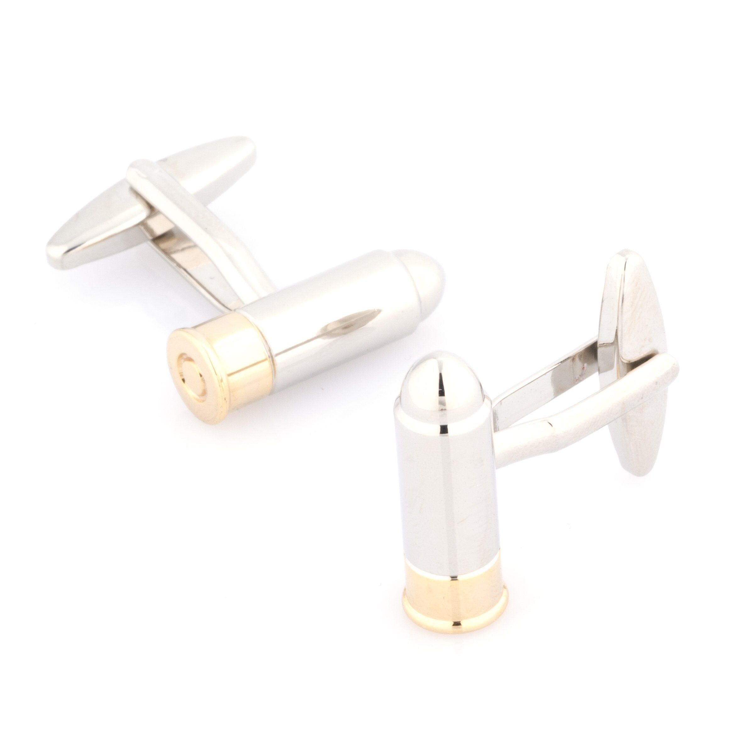 Silver/Gold Bullet Cufflinks Novelty Cufflinks Clinks Australia Silver/Gold Bullet Cufflinks 
